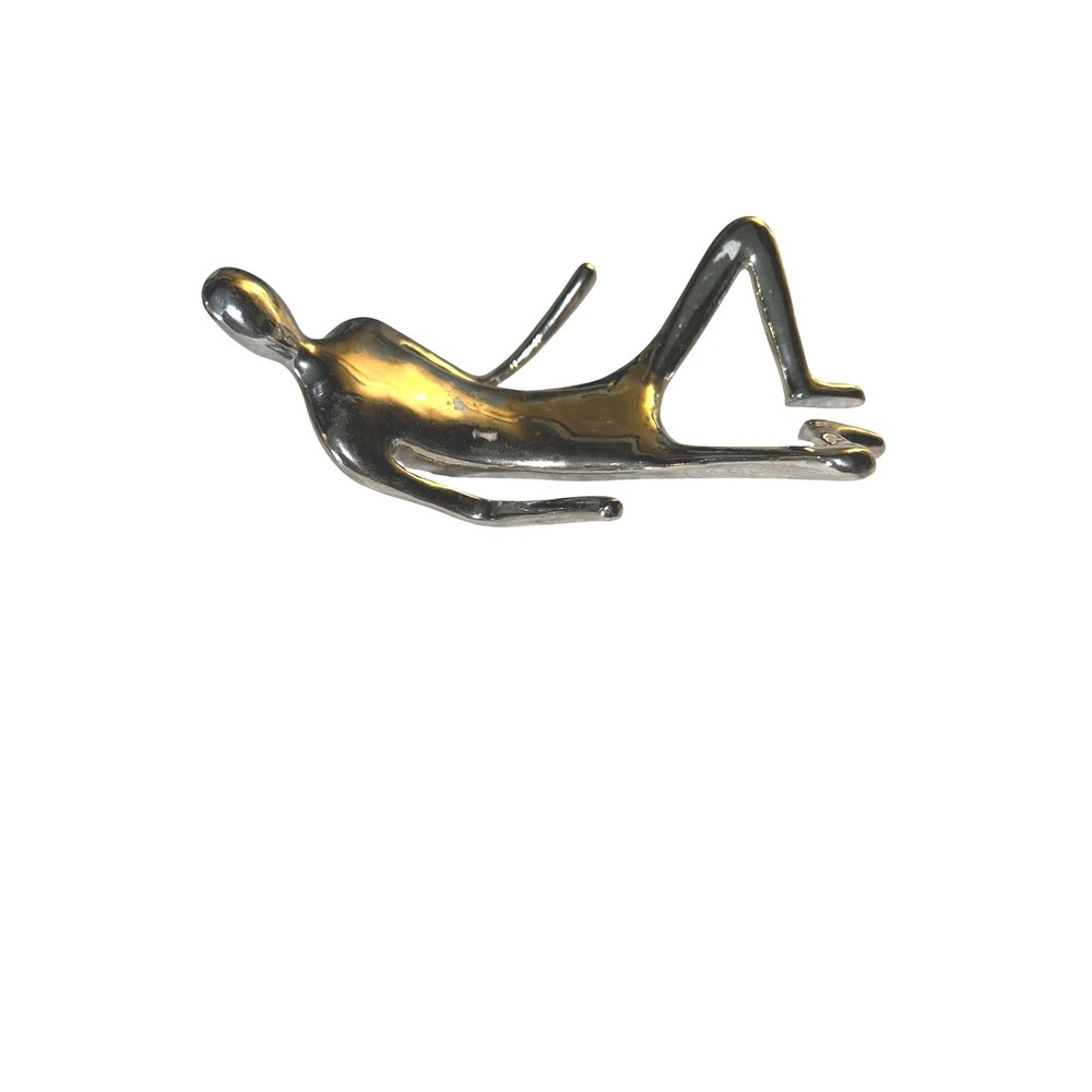 Mukal Royal Modernist Chome Abstract Human Figure Sculpture Minimalist 5in